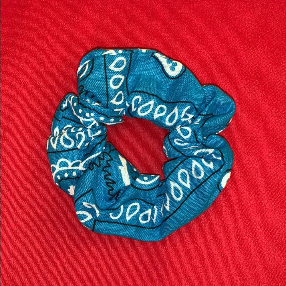 Blue Bandana Scrunchie